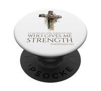 Bible chrétienne - Philippiens 4:13 - Citation de Motivation PopSockets PopGrip Adhésif
