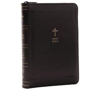Bible compacte KJV avec 43 000 références croisées, cuir souple noir avec fermeture éclair, lettres rouges, caractères confortables : Sainte Bible, version King James