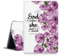 Bible Purple Flower Étui pour iPad Pro 11" (modèle 2024, 5{^>e<^} génération), résistant aux chocs, en cuir synthétique, pliable, support réglable avec mise en veille/réveil automatique pour iPad Pro