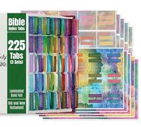 Bible Tabs, Ancien et Nouveau Testament, Feuille d'or, 225 onglets au total, 3 jeux d'onglets laminés : 66 noms de livres + 9 vierges, onglets adhésifs pour journal de la Bible chrétienne (ciel majestueux, mandala, fonds célestiques)