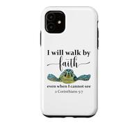 Bible Verse 2 Corinthians 5:7 Walk by Faith God Sea Turtle Coque pour iPhone 11