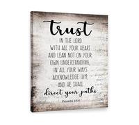 Bible Verse Print Proverbs 3:5-6 Trust In The Lord Christian Wall Art Scripture Decor for Home Office Church(Framed,12x18inch(30x45cm))