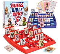 Bible Who I Am Board Games for Kids, 24 Holy Bible Characters with Life Story & Verse Cards, Who I Am Bibles Game for Sunday School, Youth Group & Teens, Portable 2 Player