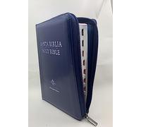 Biblia Bilingue Manual RVR.1960/king James kjv/ Símil Piel Azul Marino cierre Índice