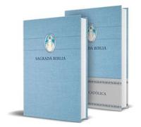 Biblia Católica en español. Tapa dura azul, con Virgen Milagrosa en cubierta / Catholic Bible. Spanish-Language, Hardcover, Blue, Compact