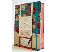 Biblia de Apuntes RVR 1960 Tapa dura, Azul celeste con flores / Spanish Journalling Bible RVR 1960 Hardcover Light Blue with Flowers