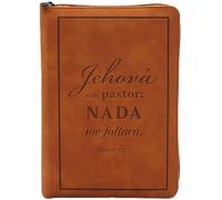 Biblia Reina Valera 1960 Letra Grande, con Cierre, Indice, tamano manual, foro en senti cuero color caramelo "Jehova es mi Pastor" RVR 1960 Large Print Bible in Spanish, brown with zipper