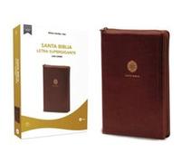 RVR60, Santa Biblia, Letra Supergigante, Leathersoft, Café, con Cierre, Comfort Print