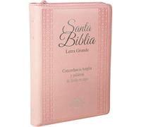 Biblia RVR60 - Concordancia Amplia, Letra Grande, palabras de Jesus en Rojo, ziper, indice, tapa rosa y canto plateado (Spanish Edition)