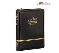 Biblia RVR60 - tamaño compacto con índice en la orilla y zipper, semi piel, negro