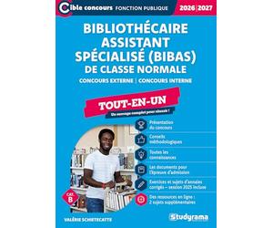 Bibliothécaire assistant spécialisé (BIBAS) de classe normale - Tout-en-un (Catégorie B - Concours 2026-2027): Concours externe - Concours interne