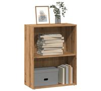 Bibliothek Bücherregal 60x30x77 cm aus Eiche rustikal, Stabiles Holzwerkstoff Regal mit offenen Fächern für Wohnzimmer und Büro, Vielseitiges Aufbewahrungsmöbel für Bücher, Deko und Multimedia