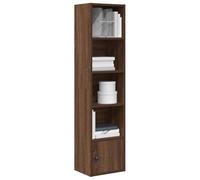 Bibliothek Bücherregal mit Tür in Eiche , 127 cm hohe Bücherwand aus Holzwerkstoff, schlankes Bücherregal für Wohnzimmer und Homeoffice, stabile Aufbewahrung für Bücher, Zeitschriften und Deko