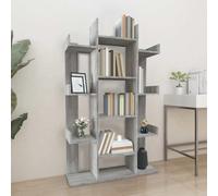Bibliothek Regal Bücherregal Sonoma Grau 86x25,5x140 cm aus Holzwerkstoff, offenes Bücherregal mit großer Stauraum für Wohnzimmer und Arbeitszimmer, moderne Aufbewahrung für Bücher und Deko