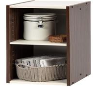 Iris Ohyama, Bibliotheque Gain de Place, 2 Etageres, Marron, Réglable, Modulable, pour Salon, Bureau, Chambre, Livres, CD, Petit Meuble de Rangement, Montage facile, UB-6025