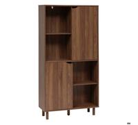 5five Bibliothèque SLIDY – 2 portes coulissantes – Bois foncé – 80x30x159,5 cm