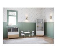 Bibliothèque 2T / 2P - FIRMIANA - style scandinave - Blanc mat / chêne kronberg - 77.4 x 36.6 x 177 cm - DEMEYERE