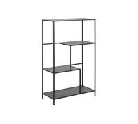 - Bibliothèque 3 étagères asymétriques en Métal et Mélamine - H.114 cm - Noir - Félice