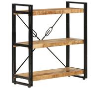 Bibliothèque 3 niveaux 77x30x80 cm bois massif manguier et fer