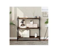 Vidaxl Bibliothèque 3 Niveaux Chêne Fumé 80x30x86 Cm Bois D'ingénierie Marron