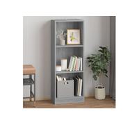 Bibliothèque à 3 Niveaux Rangement Salon Gris Béton Bois d’Ingénierie vidaXL