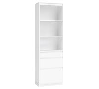 Bibliothèque 3 tiroirs de tailles différentes hauteur 180 cm blanc Blanc