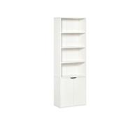 Bibliothèque 4 étagères armoire 2 portes dim. 59 x 29 x 180 cm blanc