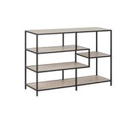 Toilinux - Bibliothèque 4 étagères asymétriques en MDF et métal - Noir et beige - Sireine Beige