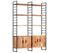 Bibliothèque 4 Niveaux 6 Étagères Grain Unique 124x30x180 Cm Bois Acacia Massif