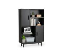 Helloshop26 Bibliothèque 4 Niveaux 80 x 24 x 119,5 cm Rangement Ouvert et fermé Design Moderne en Bois Noir 20_0010723