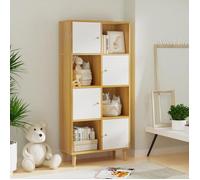 Bibliothèque 4 Niveaux-MENGDA-Avec 8 Compartiments-Étagère de Bureau avec Portes, Meuble de Rangement-Pour Salon Chambre