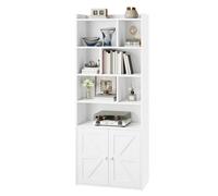 Bibliothèque 4 Niveaux YITAHOME avec Portes, Étagère de Rangement, Blanc, 60x30x159 cm
