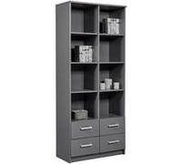 Bibliothèque 4 tiroirs et 8 niches gris graphite Reta 82 cm Gris G
