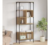 Bibliothèque en bois d'ingénierie - vidaXL - Chêne noir - 76x33x188,5 cm - 7 étagères - Cadre en acier