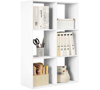 Bibliothèque 6 cases blanche - WOLTU - 71x29x106 cm - Meuble de rangement cube - 3 niveaux - design simple