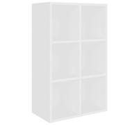 Bibliothèque 6 Compartiments Buffet Blanc Bois Contreplaqué Étagère De Rangement Organisateur Blanc