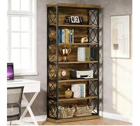 Bibliothèque 6 Niveaux 185 cm, Étagère Industrielle Bibliotheque Livre Ouverte, Rack de Rangement Haut (Marron & Noir)