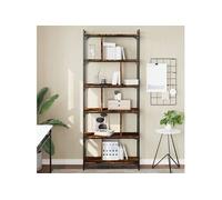 VidaXL Bibliothèque 6 niveaux chêne fumé 76x32x192cm bois d'ingénierie 833947 Marron G