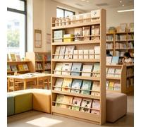 Bibliothèque 6 Niveaux en Bois Massif, Étagère Rangement Porte Salon | Bibliothèque murale 6 niveaux en bois massif avec profondeur 10cm, barres de retenue et plinthe.(67.72*39.37*3.94in)