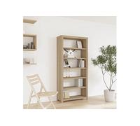 Bibliothèque 6 Niveaux Etagère à Livres Meuble de Rangement Salle de Séjour Maison Intérieur 80x30x170 cm Bois Solide d'Acacia