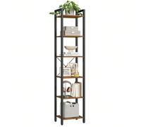 Bibliothèque 6 Niveaux, Étagère Livres, Meuble de rangement Ouvert,40 x 30 x 187,5 cm, Marron Rustique et Noir