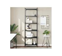 Bibliothèque 6 niveaux noir 60x30x188 cm bois d'ingénierie837662