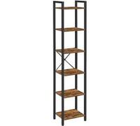 Bibliothèque 6 Niveaux VASAGLE 40x30x178,6 cm Marron Rustique et Noir Marron rustique, noir G