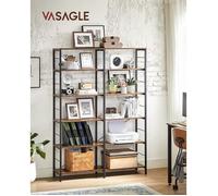 VASAGLE Bibliothèque 6 Niveaux, Étagère de Rangement, Meuble, 30 x 120 x 172,5 cm, Style Industriel, pour Salon, Bureau, Balcon, Cuisine, Marron Rustique et Noir LLS114B01