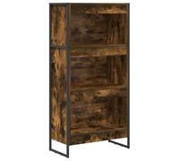 Bibliothèque 60 x 30 x 121 cm Bois d'ingénierie Chêne Fumé | Meuble de rangement, pieds en acier, design rectangulaire compartimenté, salon moderne, finition lisse
