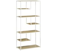 HomCom Bibliothèque 7 niveaux – Cadre acier style industriel – 83×34×180 cm blanc chêne
