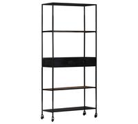 Vidaxl Bibliothèque 80x35x180 Cm Bois De Manguier Brut Et Fer Multicolore