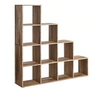 Bibliothèque à 10 Compartiments, Étagère avec Casiers Ouverts, Meuble de Rangement, pour Décorations, Cadres Photos, Salon, Chambre, Bureau, 29 x 129,5 x 129,5 cm, Marron Camel À propos de cet article