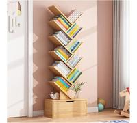 Bibliothèque à 10 étages en forme d'arbre naturel pour salon, bureau, chambre à coucher - Étagère de rangement pour CD/DVD - Étagères élégantes en bois pour économiser de l'espace