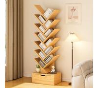 Bibliothèque à 12 étages en forme d'arbre naturel pour salon, bureau et chambre à coucher, rangement CD/DVD, étagère élégante à plusieurs niveaux